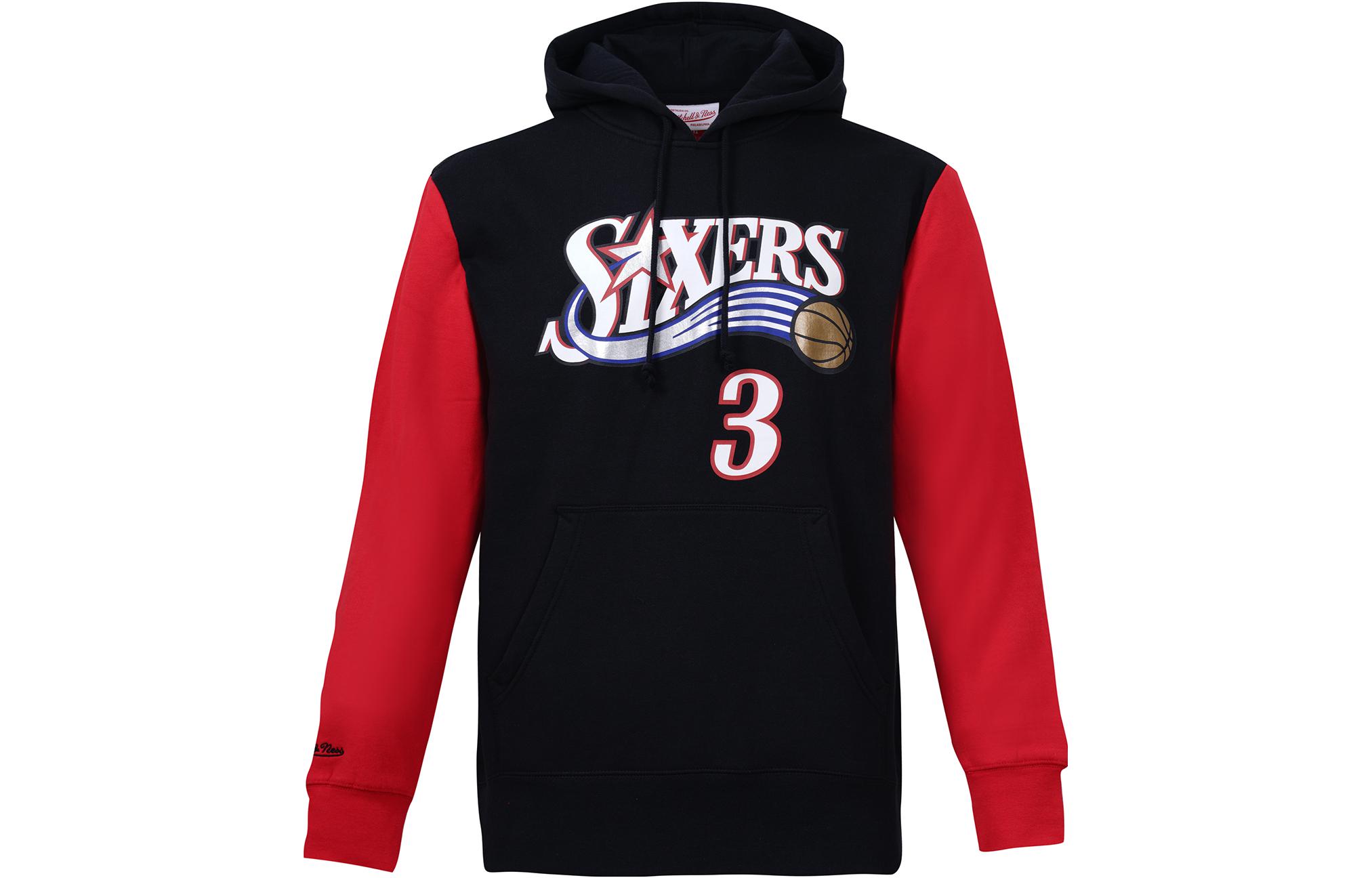 Mitchell Ness Mitchell & Ness 76ers Logo Crewneck Sweatshirt Black Unisex Casual Long Sleeve MA13M002C