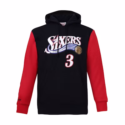 Mitchell Ness Mitchell & Ness 76ers Logo Crewneck Sweatshirt Black Unisex Casual Long Sleeve MA13M002C