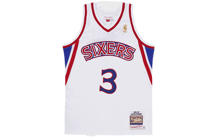Mitchell Ness Mitchell & Ness 76ers NBA 96-97 Allen Iverson #3 Retro Basketball Jersey White. AJY4GS18101-P76WHIT96AIV
