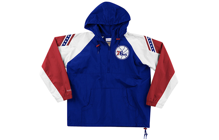 Mitchell Ness Mitchell & Ness 76ers Royal Blue Logo Patch Hoodie Jacket Unisex OJZP3409-P76YYPPPROYA