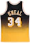 Lookbook Mitchell & Ness 96-97 #34 Fadeaway Camiseta Baloncesto Amarillo/Negro. SMJY4247-LAL96SONGDBK