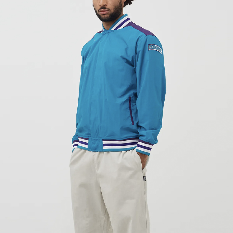 Lookbook ミッチェル＆ネス 96-97 ホーネッツ レトロ バスケットボール ジャケット ユニセックス ブルー AWJKGS18052-CHOTEAL96