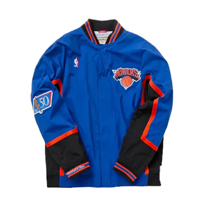 Mitchell Ness Mitchell & Ness 96-97 New York Knicks Retro Colorblock Jacket Blue Unisex. AWJKCP19195-NYKROYA96