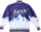 Lookbook Mitchell Ness Mitchell & Ness 97-98 Jazz Warm-Up Jacket Blue White Unisex Casual Style. AWJKAC19040-UJARTPR97