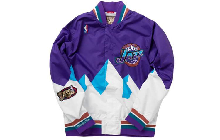 Shop ミッチェル&ネス 97-98 ジャズ ウォームアップジャケット 青白 男女兼用 カジュアルスタイル AWJKAC19040-UJARTPR97