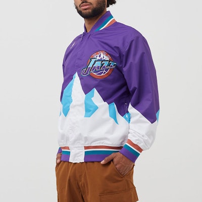 Mitchell Ness Mitchell & Ness 97-98 Jazz Warm-Up Jacket Blue White Unisex Casual Style. AWJKAC19040-UJARTPR97 Purchase Mitchell Ness Mitchell & Ness 97-98 Jazz Warm-Up Jacket Blue White Unisex Casual Style. AWJKAC19040-UJARTPR97