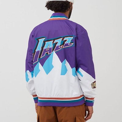 Mitchell Ness Mitchell & Ness 97-98 Jazz Warm-Up Jacket Blue White Unisex Casual Style. AWJKAC19040-UJARTPR97 Details for Mitchell Ness Mitchell & Ness 97-98 Jazz Warm-Up Jacket Blue White Unisex Casual Style. AWJKAC19040-UJARTPR97
