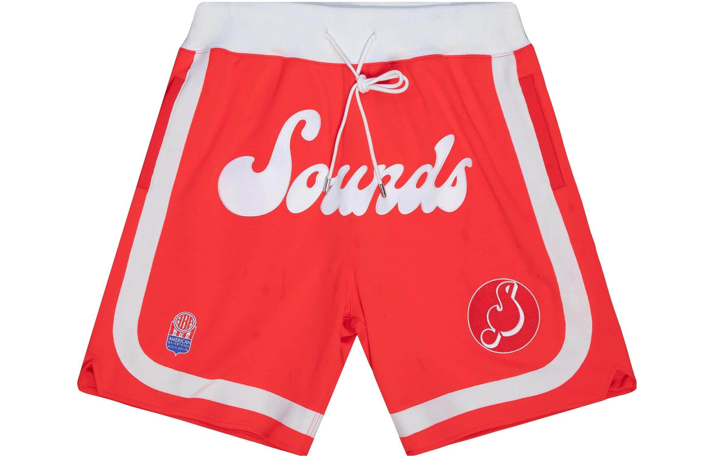 Mitchell Ness Mitchell & Ness  Red Mid-Waist Color-Block Drawstring Shorts SHORMO20269-MSORED1