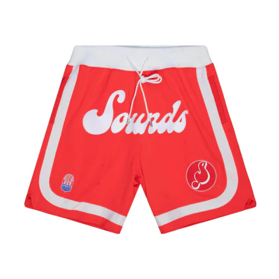Mitchell Ness Mitchell & Ness Red Mid-Waist Color-Block Drawstring Shorts SHORMO20269-MSORED1