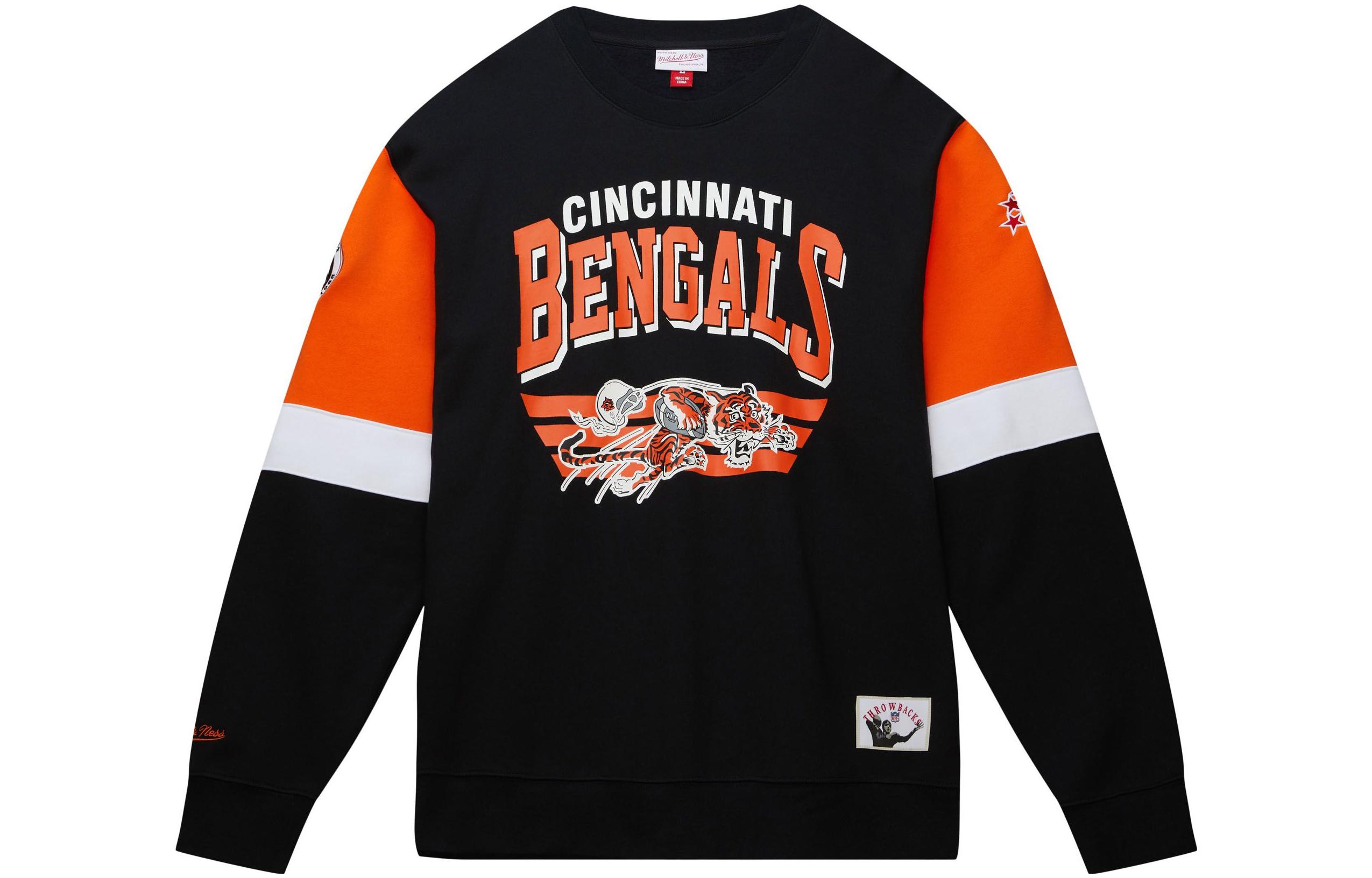 Mitchell Ness Mitchell & Ness Black Animal Print Letter Crewneck Sweatshirt Long Sleeve FCPO5512-JJAYYPPPBLCK