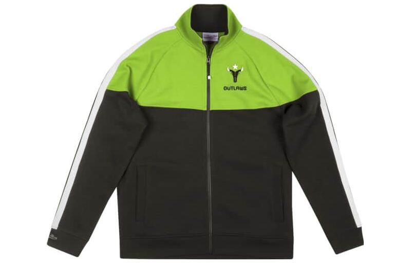 Mitchell Ness Mitchell & Ness Black Colorblock Embroidered Zip-Up Jacket TRJKMI19034-HOTBLCK