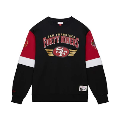 Mitchell Ness Mitchell & Ness Black Crewneck Sweatshirt with Logo Print Unisex Casual Sportswear MNRQAWTOHD035-BLK
