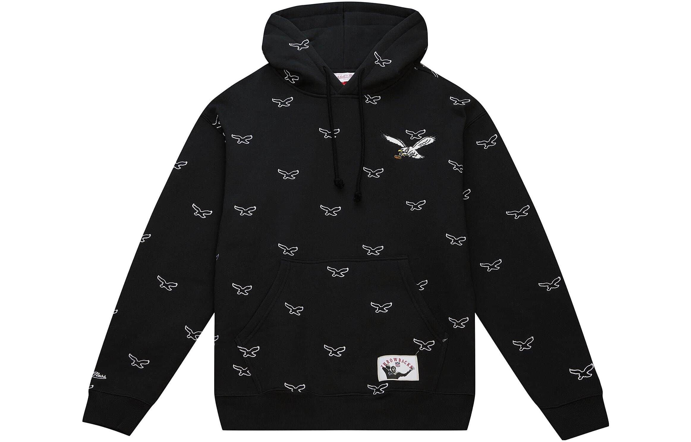 Mitchell Ness Mitchell & Ness Black Hoodie Letter Graphic Print Jacket OJPO5033-ORAYYPPPBLCK