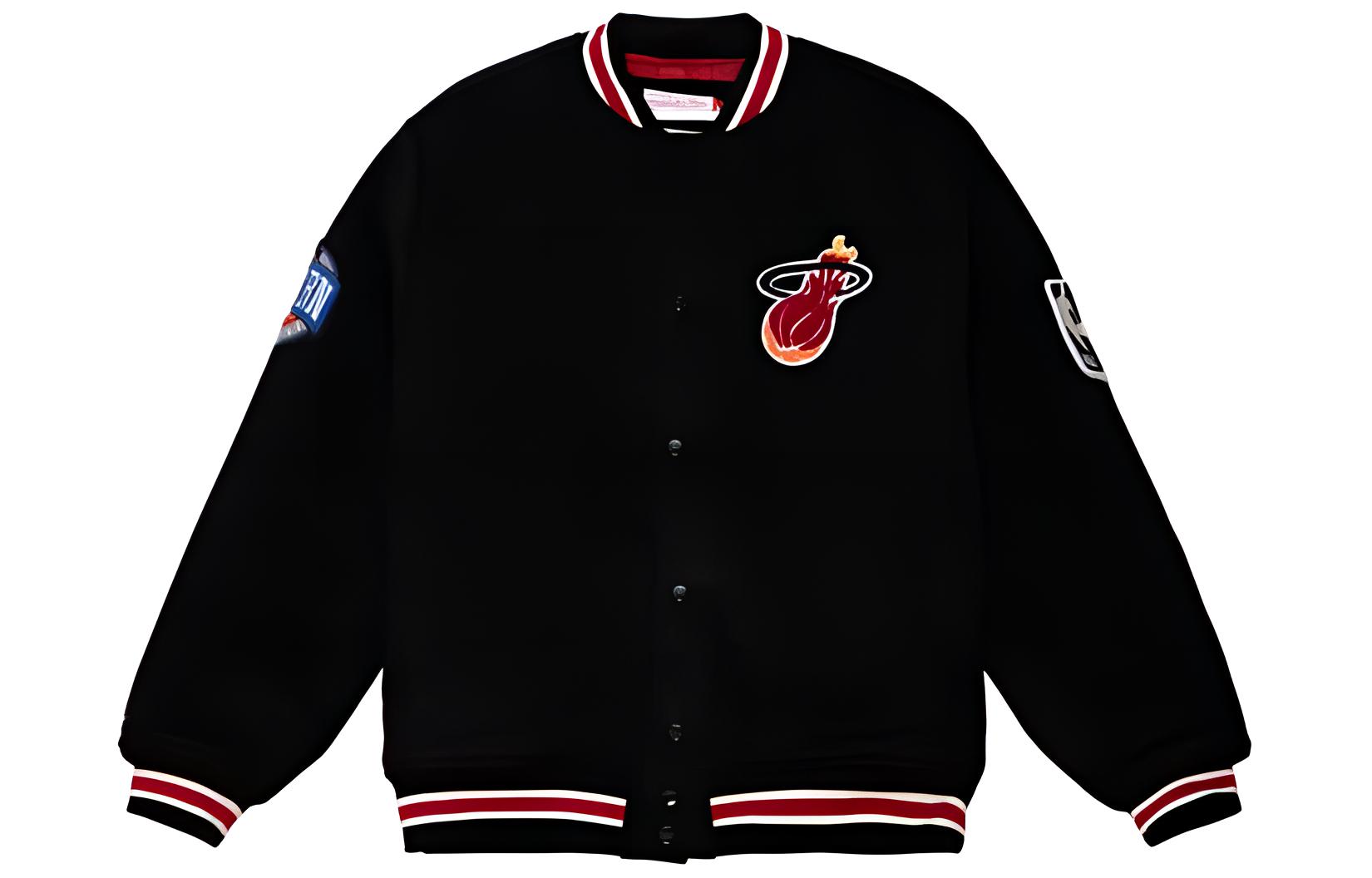 Mitchell Ness Mitchell & Ness Black Letter Print Long-Sleeve Jacket OJBF4854-NEPYYPPPBKWH