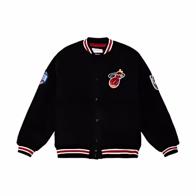 Mitchell Ness Mitchell & Ness Black Letter Print Long-Sleeve Jacket OJBF4854-NEPYYPPPBKWH