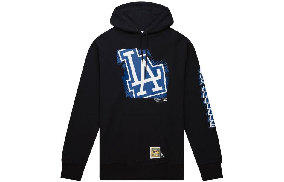 Mitchell Ness Mitchell & Ness Black Logo Print Long-Sleeve Button-Up V-Neck Jacket OJBF5376-UJAYYPPPBLCK