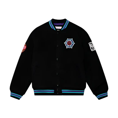 Mitchell Ness Mitchell & Ness Black Logo Print Zip-Up Hoodie Unisex Casual Sportswear MNRQAWTOHC010-BLK