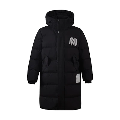 Mitchell Ness Mitchell & Ness Black Logo Print Puffer Jacket Unisex - Hidden Zipper Hoodie. MNYZAWTODW31-BLK