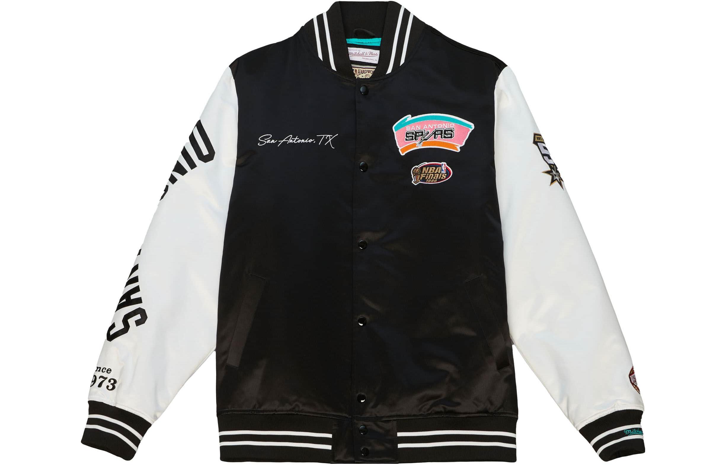 Mitchell Ness Mitchell & Ness Black Snap Button Letter Print Jacket Long Sleeve OJBF5516-CBHYYPPPBLCK