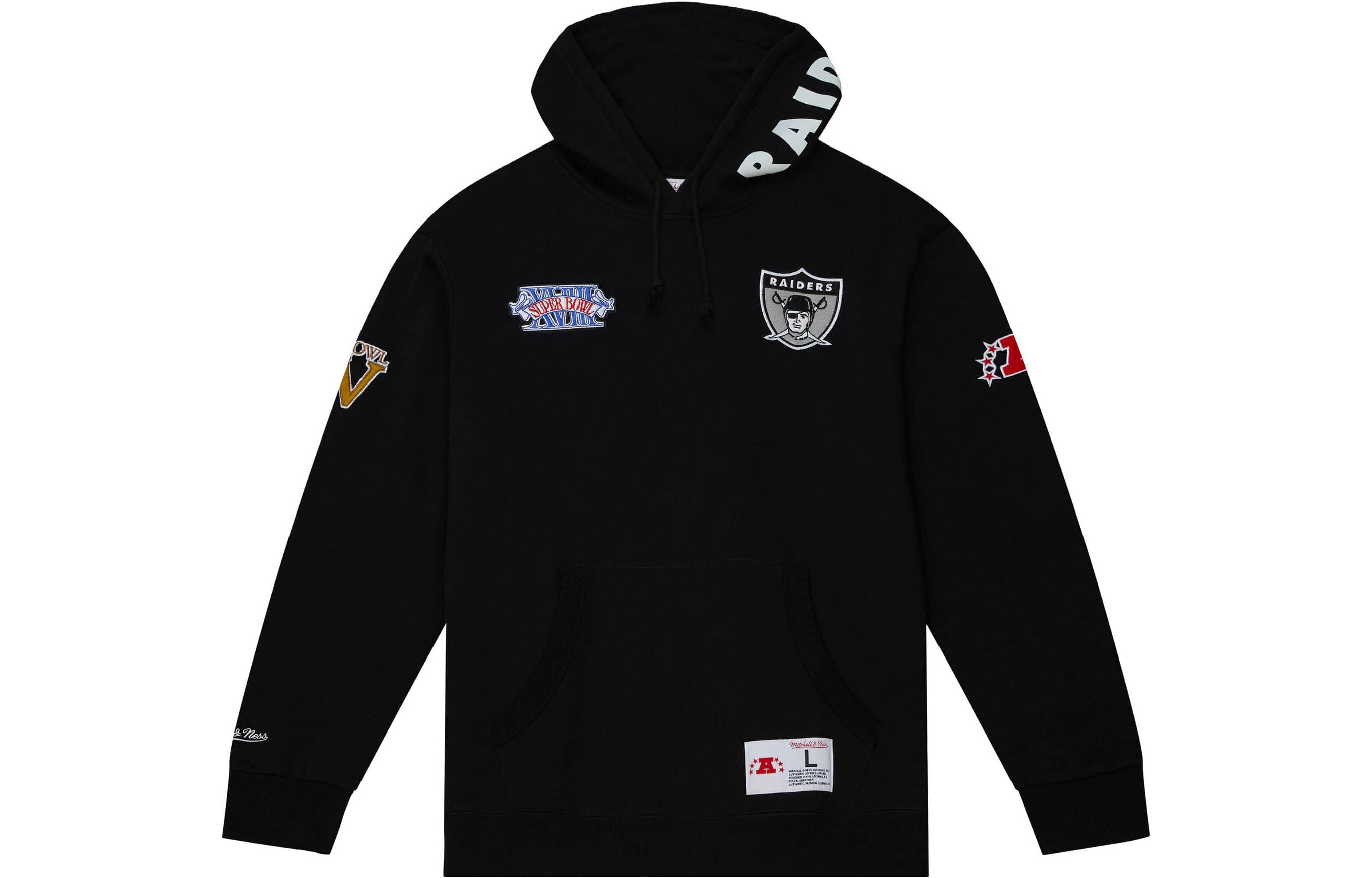 Mitchell Ness Mitchell & Ness Black Striped Letter Hoodie Long Sleeve FPHD6293-ULOYYPPPBKGY