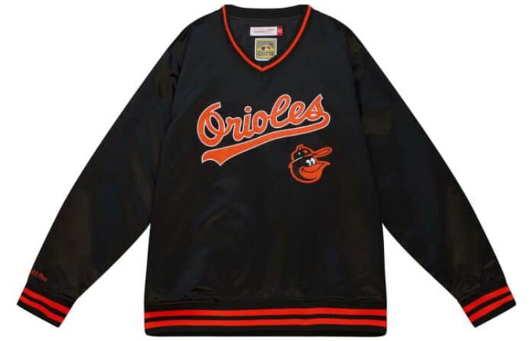 Mitchell Ness Mitchell & Ness Black V-Neck Striped Print Zip-Up Jacket AWJKGS18-055CCABLCK94