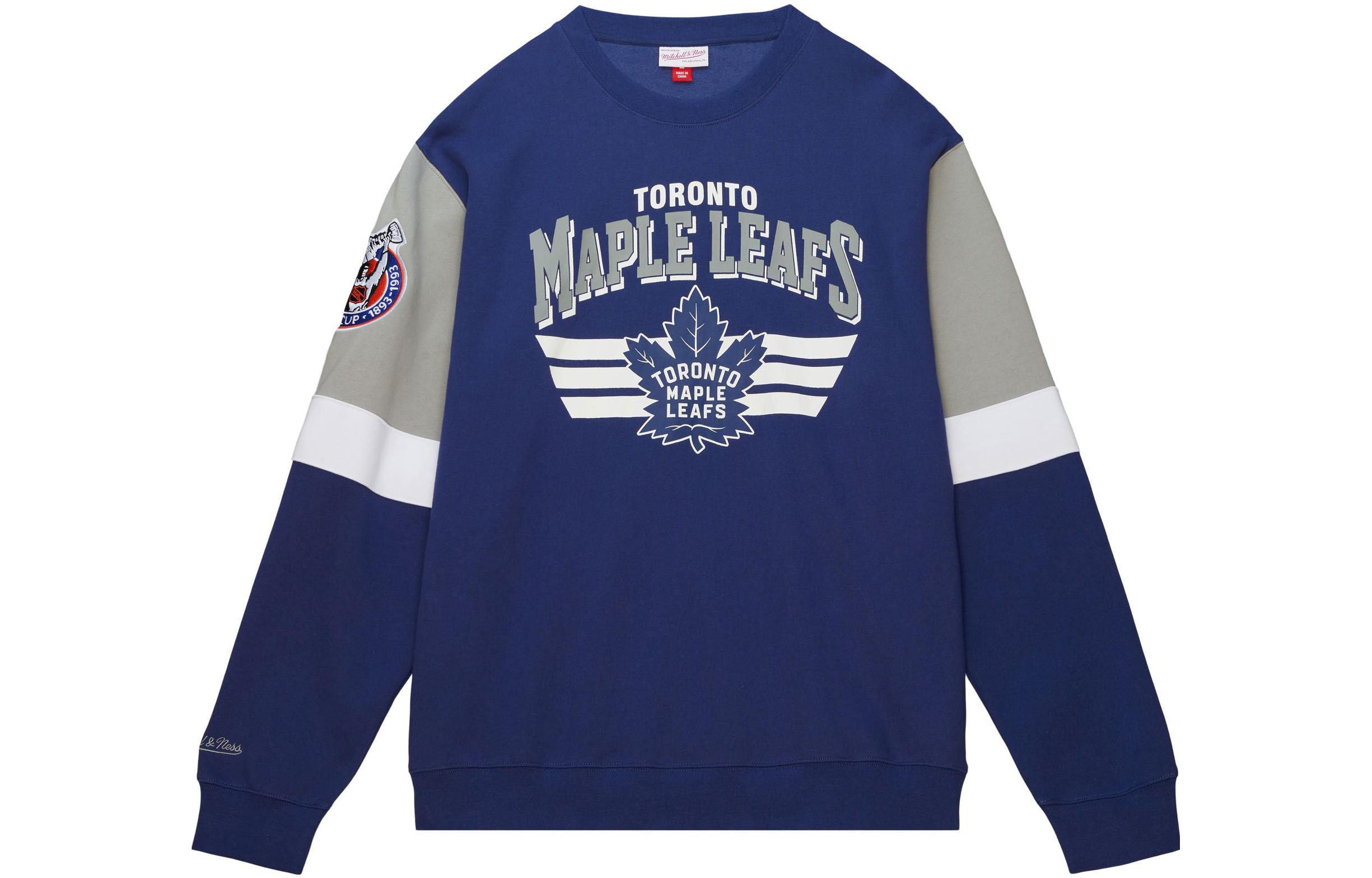 Mitchell Ness Mitchell & Ness Blue Alphabet Print Loose Fit Crewneck Sweatshirt Men FCPO5512-BBIYYPPPROYA