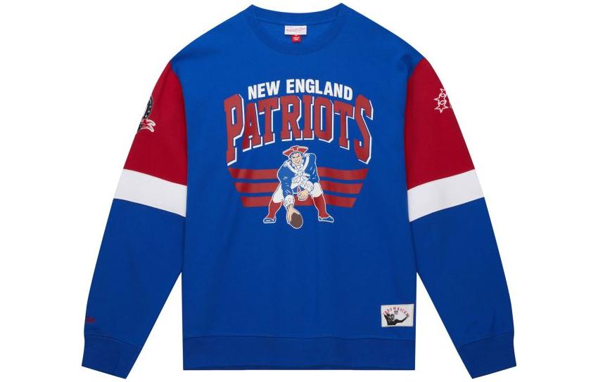 Mitchell Ness Mitchell & Ness Blue Crewneck Letter Print Long Sleeve Sweatshirt FCPO5512-OMAYYPPPROYA