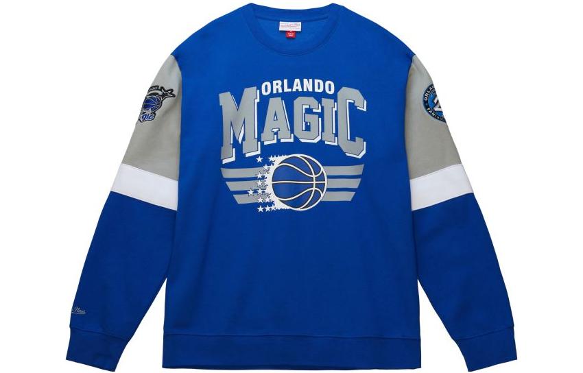 Mitchell Ness Mitchell & Ness Blue Crewneck Sweatshirt with Colorblock Letter Print FCPO5512-DBRYYPPPROYA