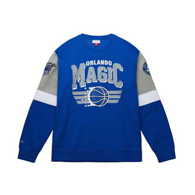 Mitchell Ness Mitchell & Ness Blue Crewneck Sweatshirt with Colorblock Letter Print FCPO5512-DBRYYPPPROYA