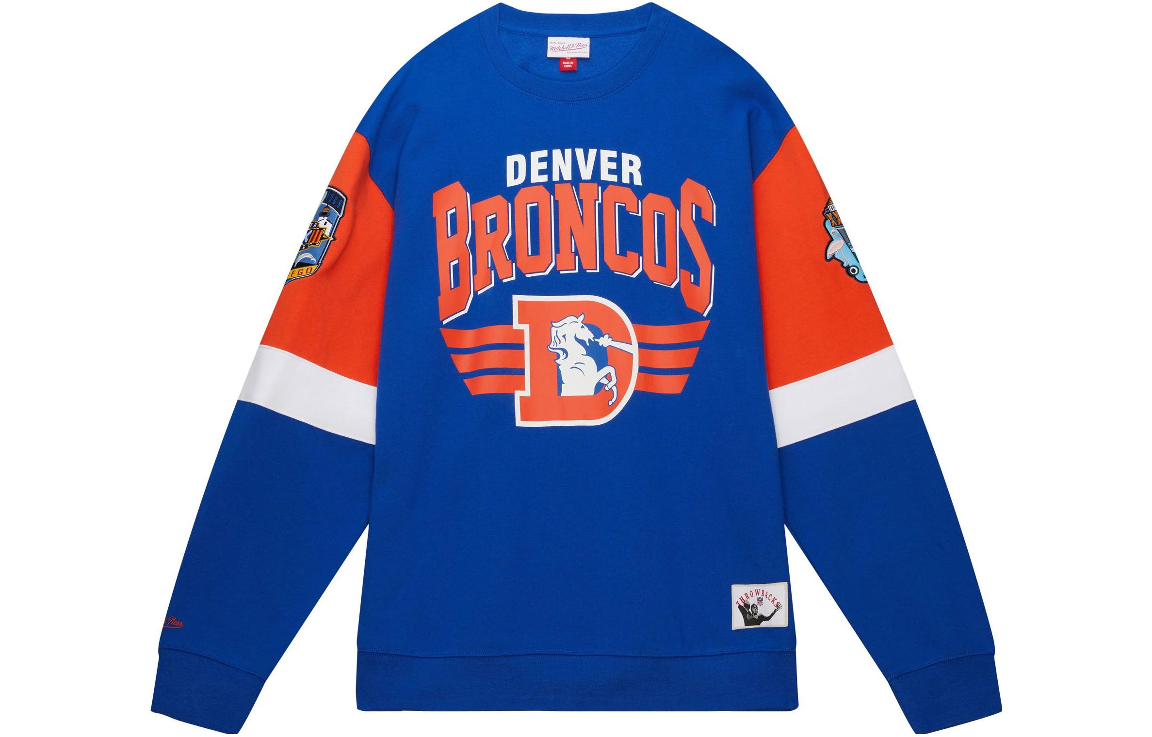 Mitchell Ness Mitchell & Ness Blue Crewneck Sweatshirt with Graphic Print Long Sleeve BMFC1199-LADYYFVAROYA