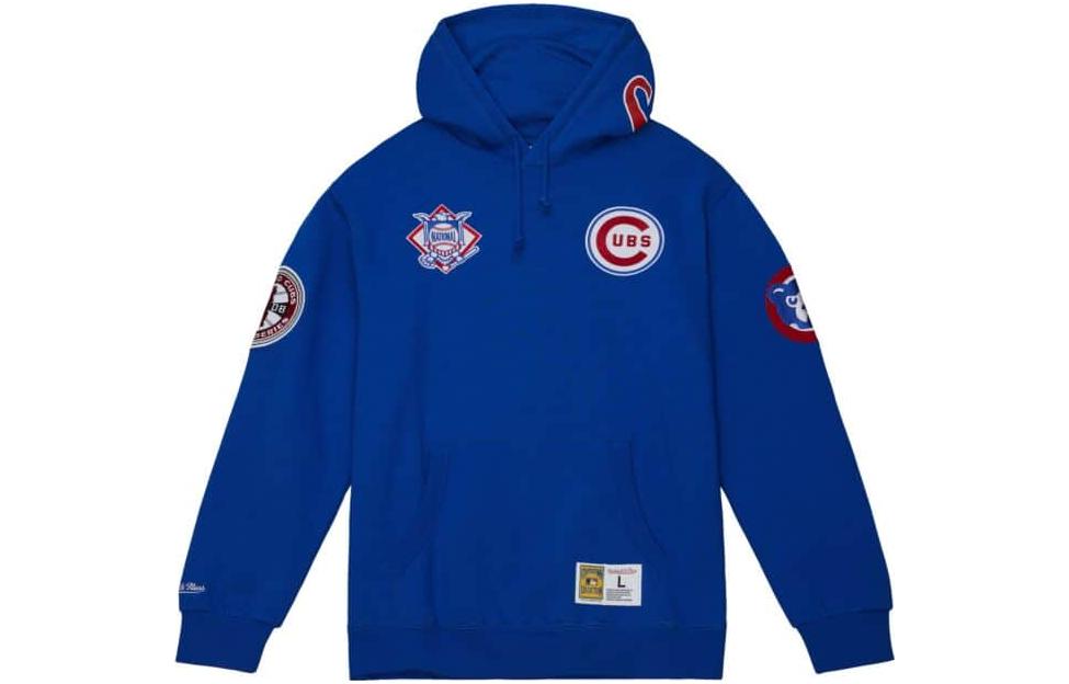 Mitchell Ness Mitchell & Ness Blue Hoodie with Striped Trim and Letter Print Design FPHD5513-CHOYYPPPCMHB