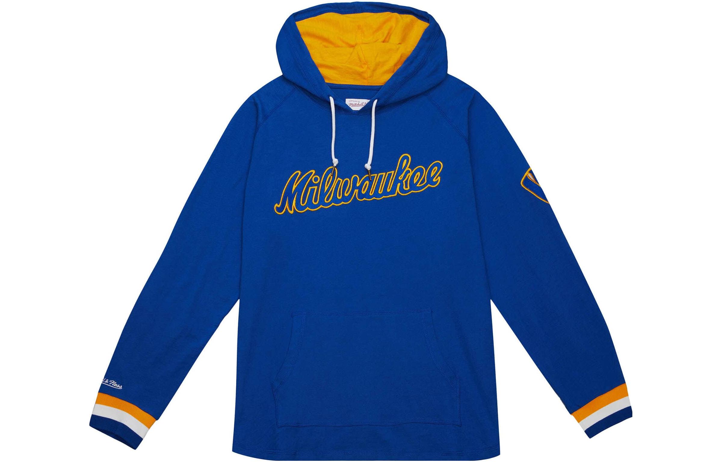 Mitchell Ness Mitchell & Ness Blue Hoodie with Stripe Trim and Embroidered Lettering THOD4999-MBRYYPPPROYA