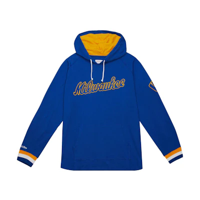 Mitchell Ness Mitchell & Ness Blue Hoodie with Stripe Trim and Embroidered Lettering THOD4999-MBRYYPPPROYA