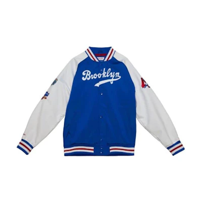 Mitchell Ness Mitchell & Ness Blue Letter Patch Striped Trim Zip Jacket ABJKGS18364-CCUROYA82