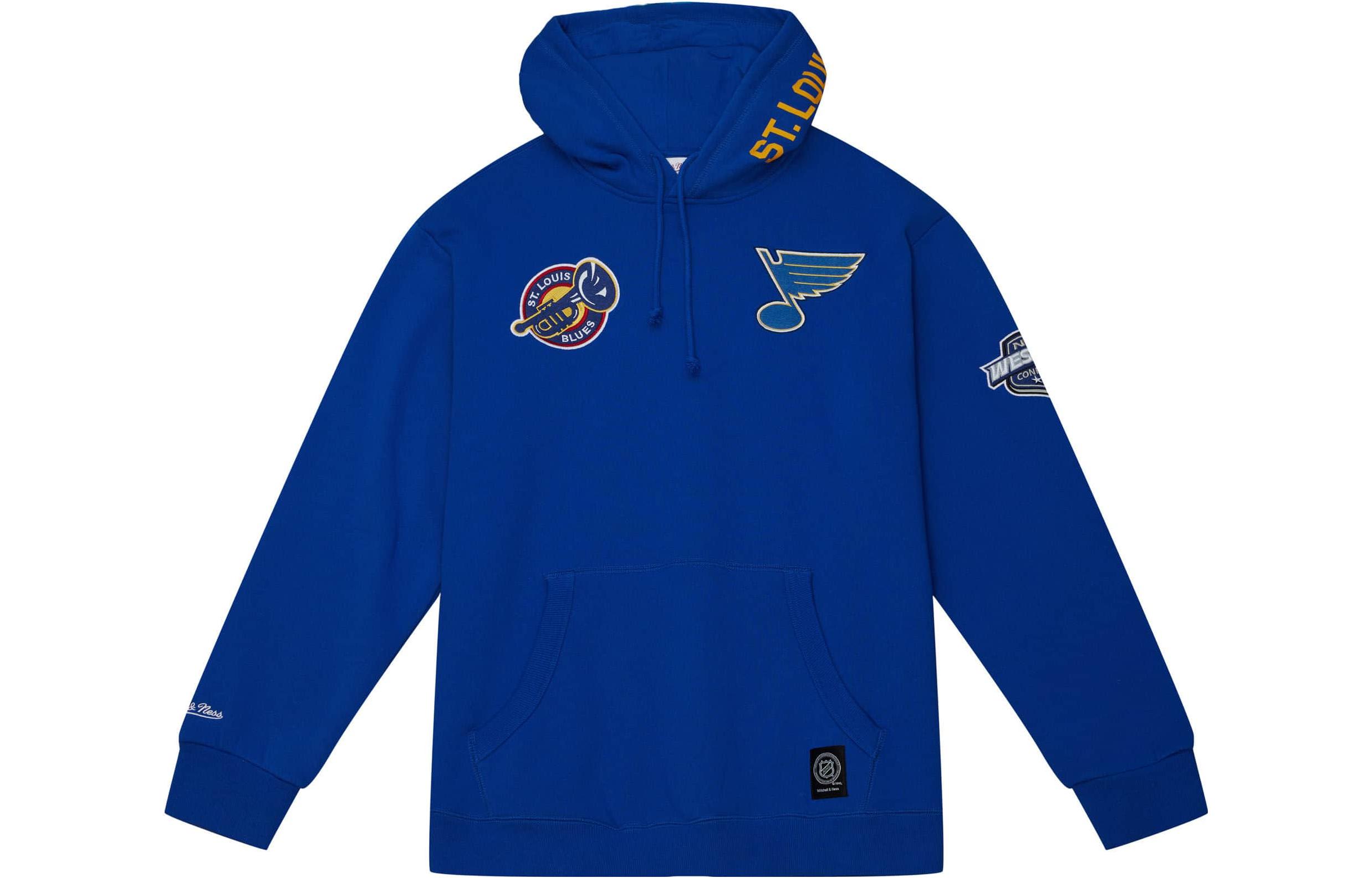 Mitchell Ness Mitchell & Ness Blue Letter Stripe Print Loose Fit Hoodie FPHD6293-UCLYYPPPLBGY