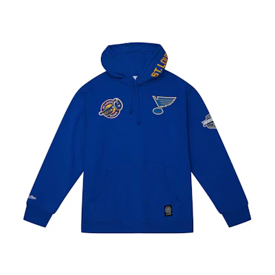 Mitchell Ness Mitchell & Ness Blue Letter Stripe Print Loose Fit Hoodie FPHD6293-UCLYYPPPLBGY