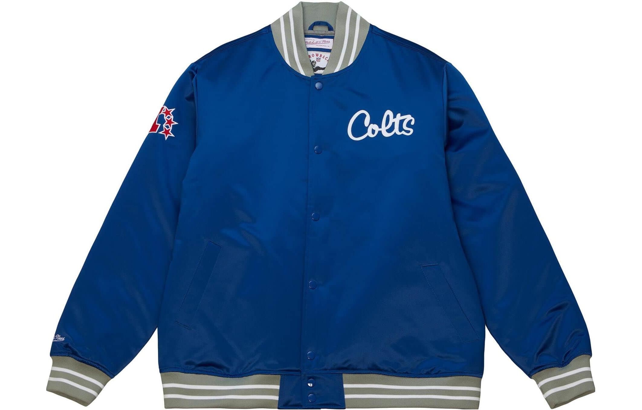 Mitchell Ness Mitchell & Ness Blue V-Neck Logo Print Long-Sleeve Sweatshirt OJPO4996-CCUYYPPPROYA