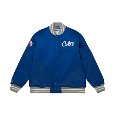 Mitchell Ness Mitchell & Ness Blue V-Neck Logo Print Long-Sleeve Sweatshirt OJPO4996-CCUYYPPPROYA