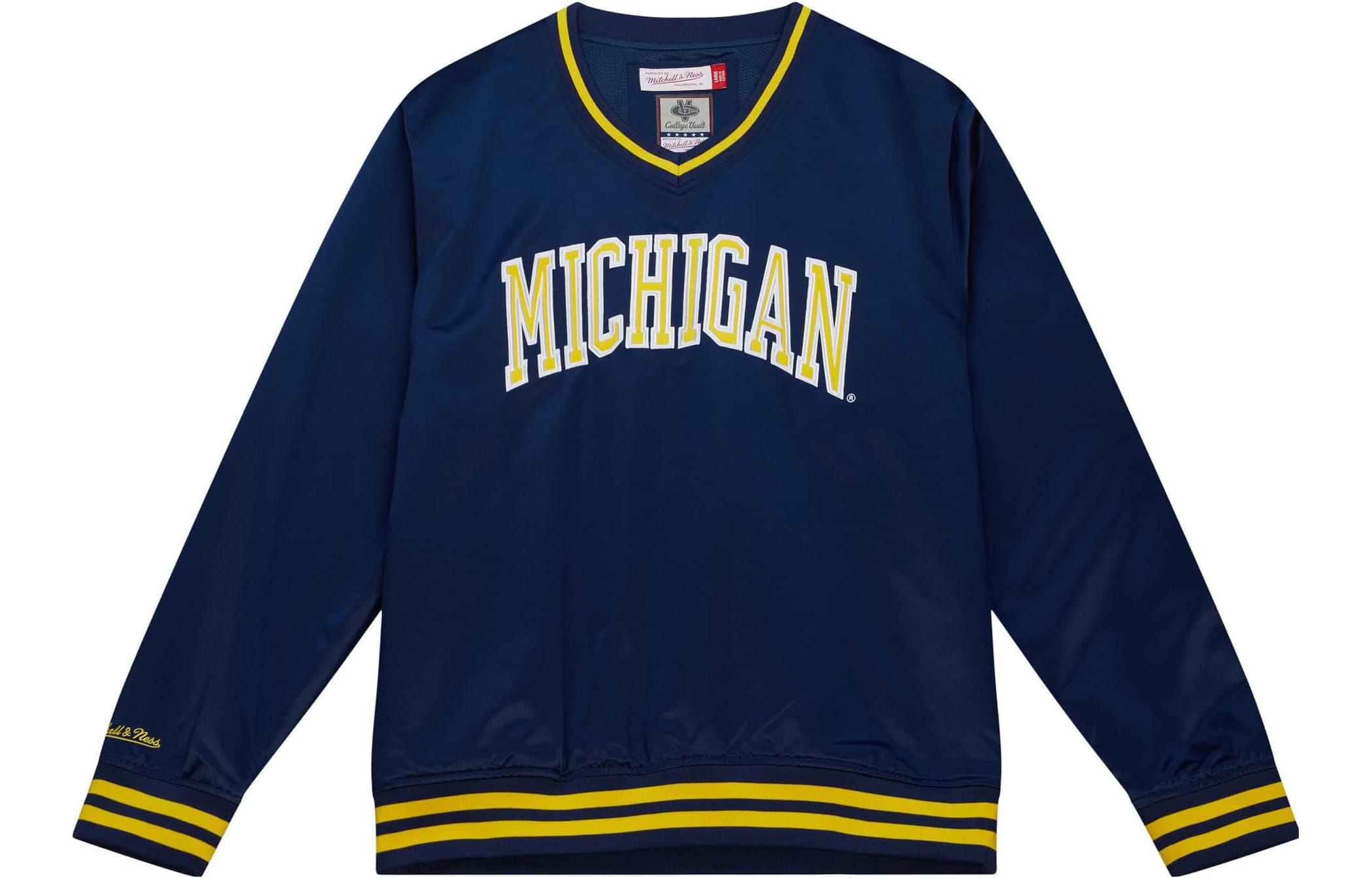 Mitchell Ness Mitchell & Ness Blue V-Neck Striped Button-Up Long Sleeve Jacket GTWNAVY-STJKSC19071