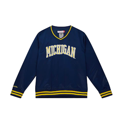 Mitchell Ness Mitchell & Ness Blue V-Neck Striped Button-Up Long Sleeve Jacket GTWNAVY-STJKSC19071