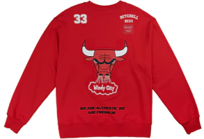 Mitchell Ness Mitchell & Ness Bulls No33 Embroidered Pullover Sweater Red MA211M007CRED Mitchell Ness Mitchell & Ness Bulls No33 Embroidered Pullover Sweater Red MA211M007CRED