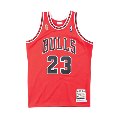 Mitchell Ness Mitchell & Ness Chicago Bulls 95-96 Finals Michael Jordan #23 Red Jersey Unisex AJY4GS18075-CBUSCAR95MJO