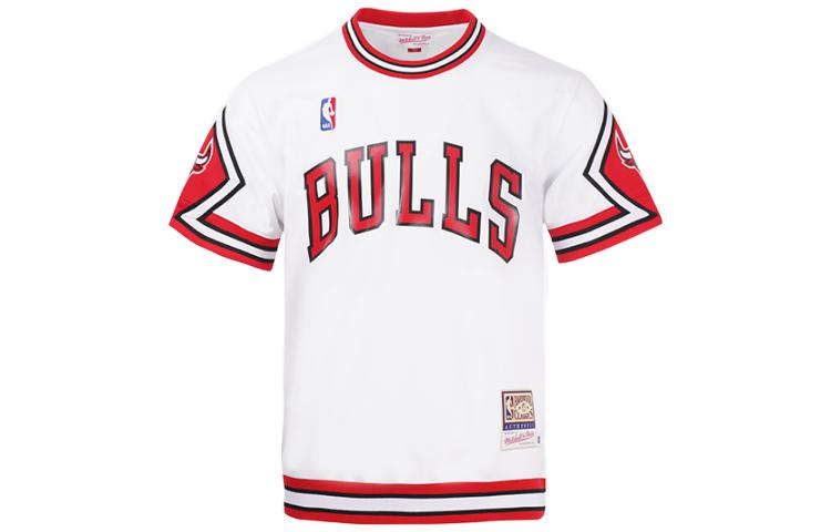 Mitchell Ness Mitchell & Ness Chicago Bulls AU Player Logo Embroidered Vintage White T-Shirt Unisex ASSHLG18047-CBUWHIT87