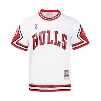 Mitchell Ness Mitchell & Ness Chicago Bulls AU Player Logo Embroidered Vintage White T-Shirt Unisex ASSHLG18047-CBUWHIT87