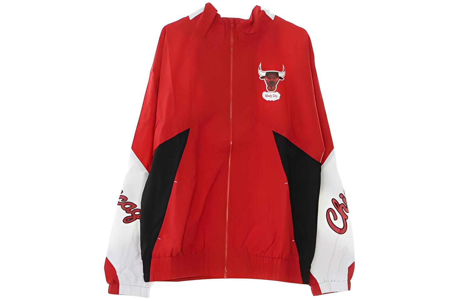 Mitchell Ness Mitchell & Ness Chicago Bulls Colorblock Embroidered Crewneck Sweatshirt Maroon FCPO1037-CBUYYPPPSCAR