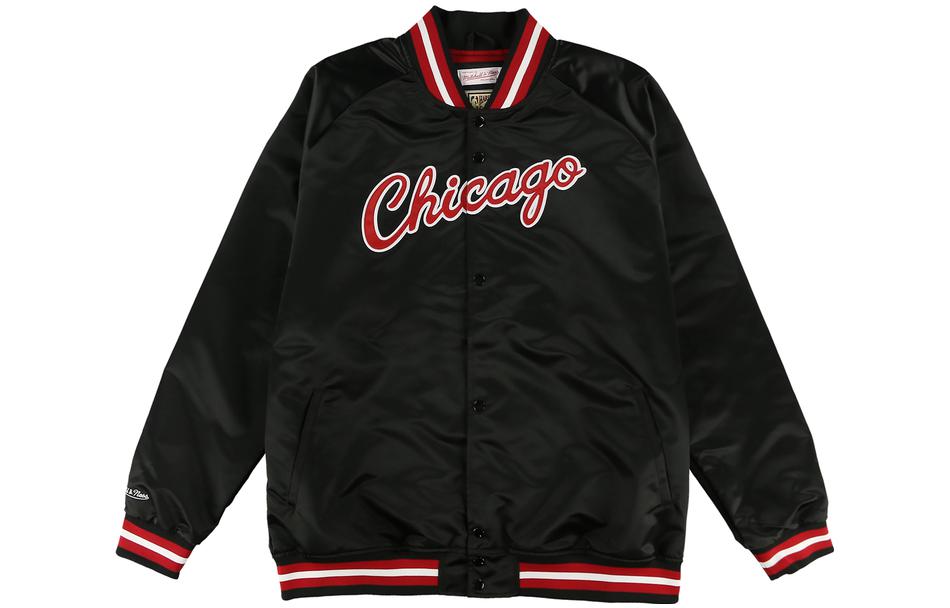Mitchell Ness Mitchell & Ness Chicago Bulls Embroidered Letterman Jacket Black STJKMG18013-CBUBK