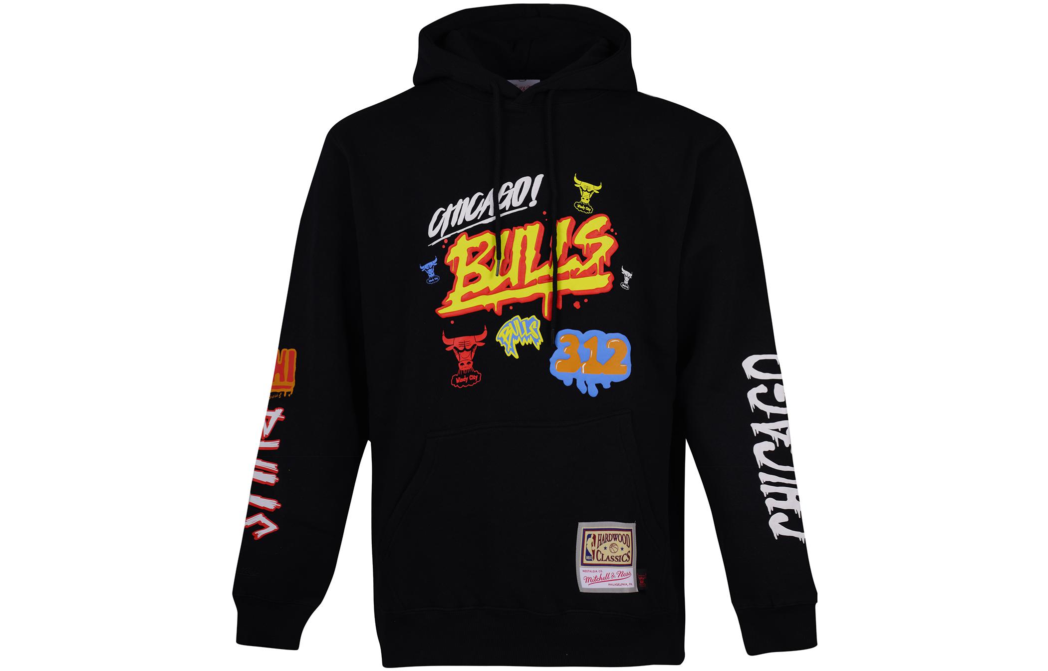 Mitchell Ness Mitchell & Ness Chicago Bulls Graffiti Retro Baseball Jacket - OJZP4770-CBUYYPPPBLCK
