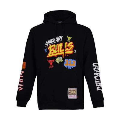 Mitchell Ness Mitchell & Ness Chicago Bulls Graffiti Retro Baseball Jacket - OJZP4770-CBUYYPPPBLCK