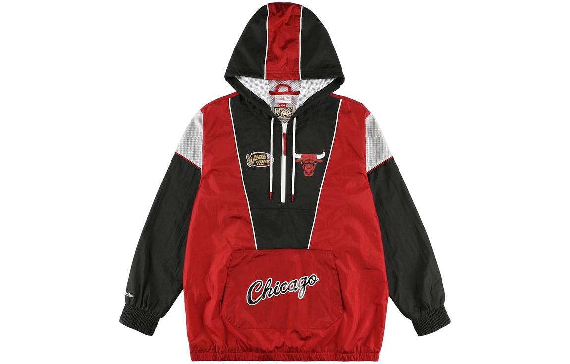 Mitchell Ness Mitchell & Ness Chicago Bulls Letter Embroidered Colorblock Hoodie Black/White FPHDSC19029-CBUWHBK
