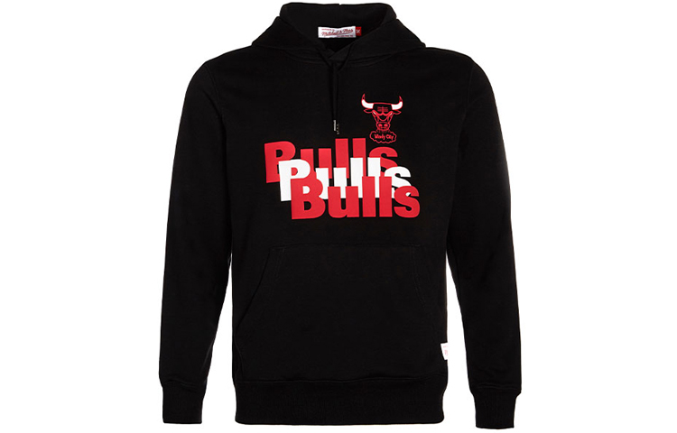 Mitchell Ness Mitchell & Ness Chicago Bulls Logo Hoodie Black Unisex Pullover MA13M014C-BLACK